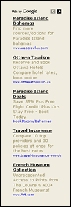 Adsense ads from a travel-related blog.